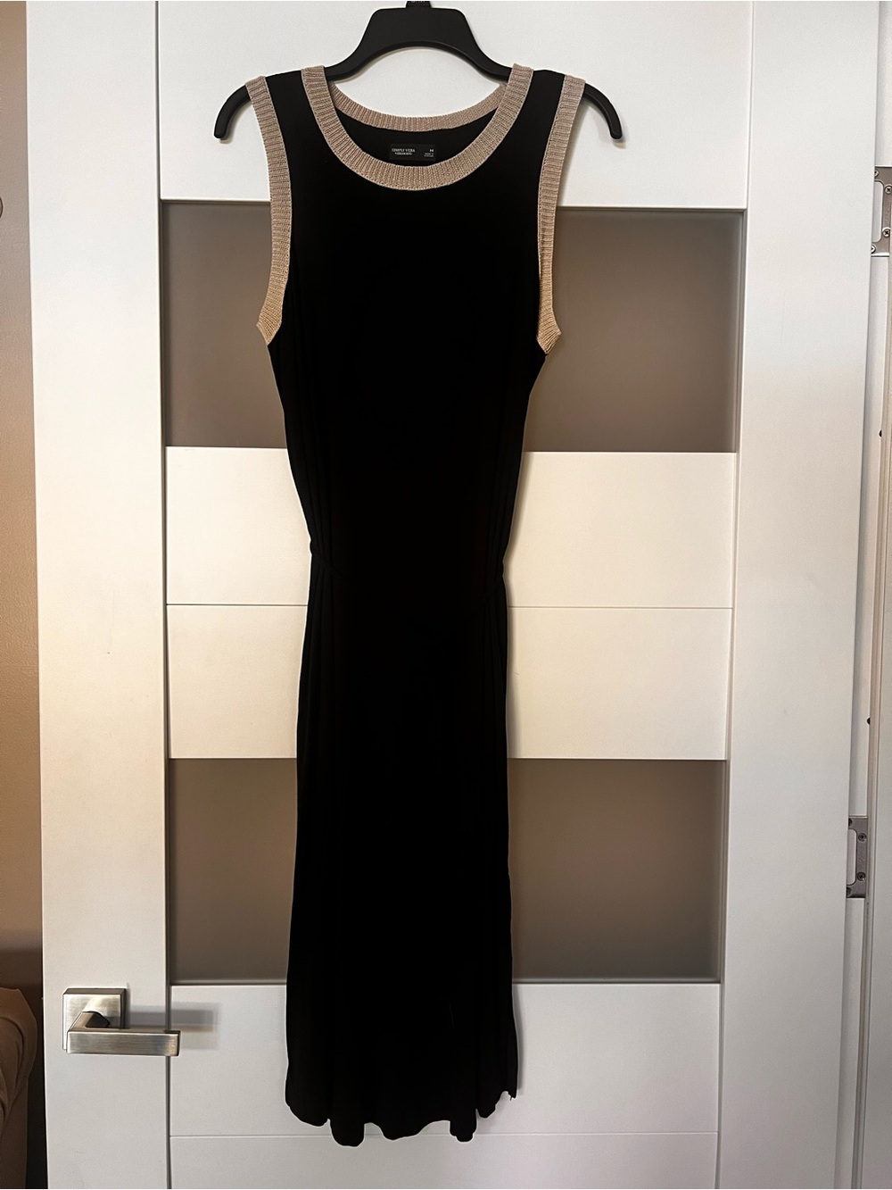Simply Vera Vera Wang Black Midi Dress with Beige Trim